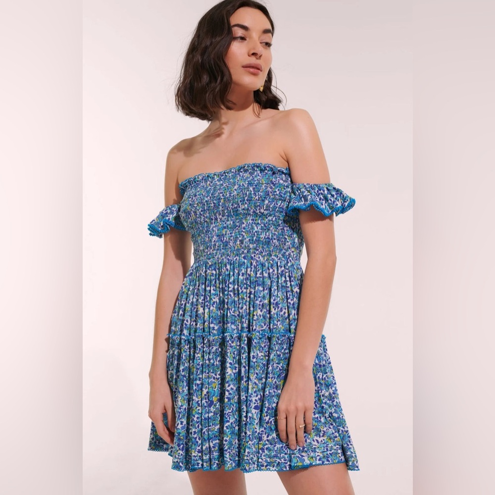 Poupette St. Barth Blue Floral Mini Dress